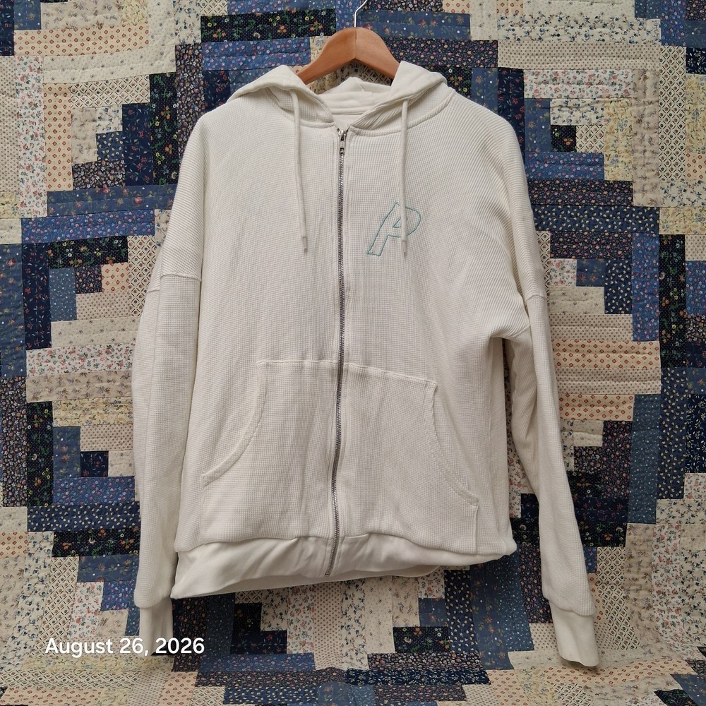 Palace Skateboards Waffle Zip Up Hoodie Men XL White Inside Out Layered Spellout